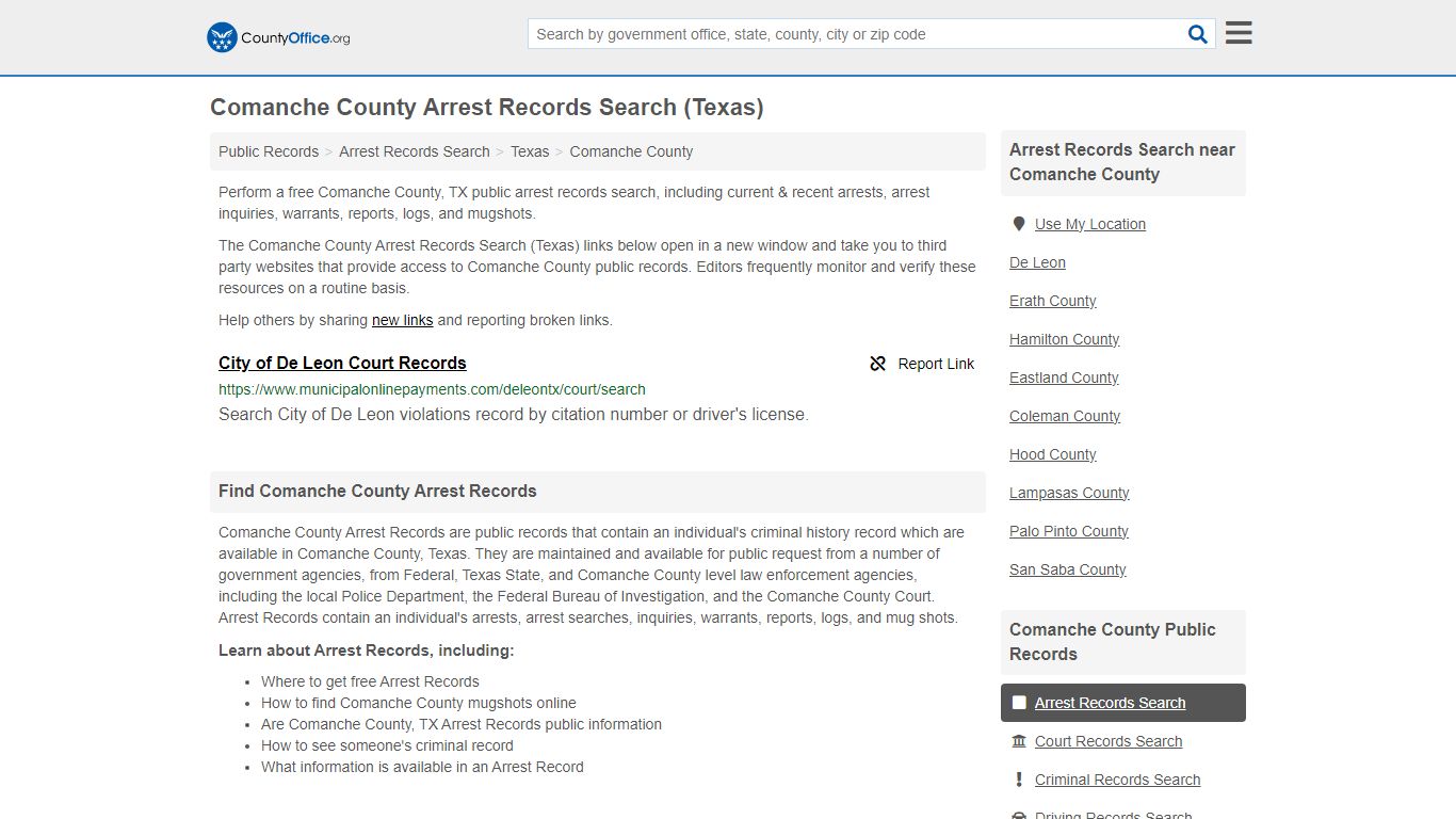 Arrest Records Search - Comanche County, TX (Arrests & Mugshots)