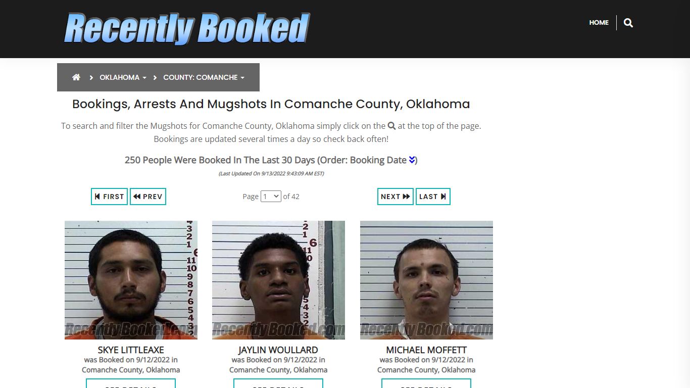 Bookings, Arrests and Mugshots in Comanche County, Oklahoma